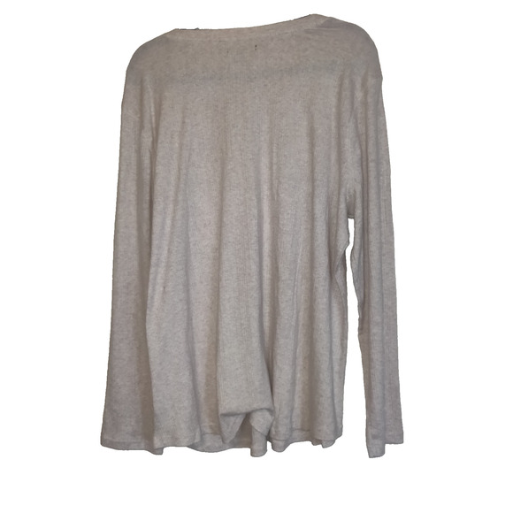 Chaps Womens Beige Top PLUS Sz 3X Lightweight Wide Ribbing Pockets River NWT - Picture 5 of 15
